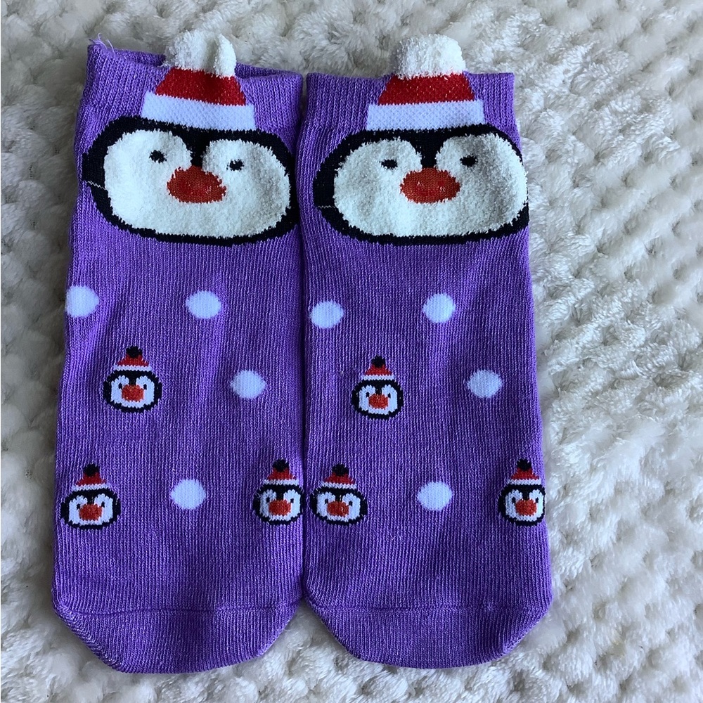 Christmas Hat Penguin Socks